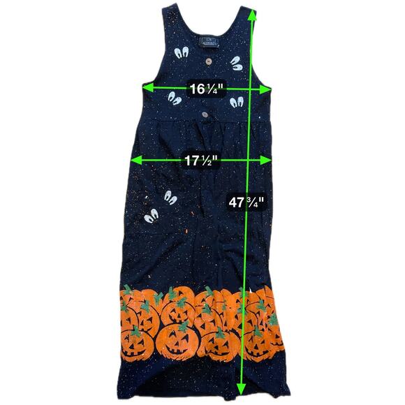 L.A. Artwear Handmade Halloween Maxi Dress Ghost Eyes Pumpkin Print Small/Medium - Picture 8 of 8